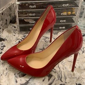 Red patent Ivanka Trump pumps